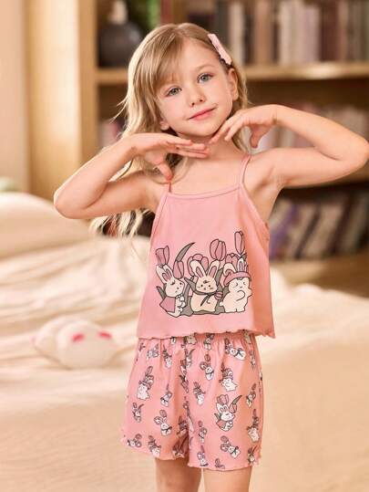 SHEIN 3 طقم بناتي كاميسول كرتوني وشورت بيجاما