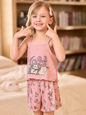 SHEIN 3 طقم بناتي كاميسول كرتوني وشورت بيجاما