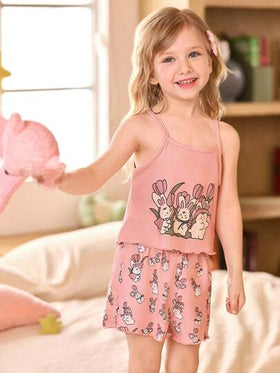 SHEIN 3 طقم بناتي كاميسول كرتوني وشورت بيجاما