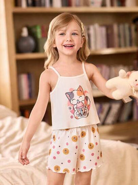 SHEIN 3 طقم بناتي كاميسول كرتوني وشورت بيجاما