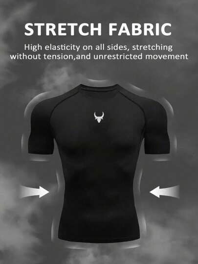 Manfinity Sport Polished 2 قطعة/مجموعة رياضية للرجال من ملابس علوية بكم قصير مطبوع وبنطلون طويل بخصر مربوط، بدلة ملابس تمرين ركض