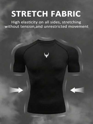 Manfinity Sport Polished 2 قطعة/مجموعة رياضية للرجال من ملابس علوية بكم قصير مطبوع وبنطلون طويل بخصر مربوط، بدلة ملابس تمرين ركض