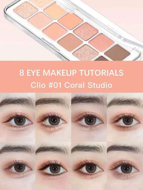 Clio محفظة ظلال العيون الاحترافية الهواء 01 المرجانية، ملمس كريمي مهوّى، تقنية التدرج اللامع، جزيئات نجمية كالجلد الثاني، ماس رمادي بارد، تزجيج كهرماني دافئ، سديم كراميل كستناء، ضروري حفلة محمول، مكياج كوري، 7.2 جرام/0.25 أونصة