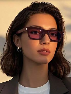 زوج نظارات بإطار مربع عتيق، إطار بلون بوردو، تصميم متعدد الاستخدامات مناسب للاستخدام اليومي، أسلوب الشارع، السفر، الشاطئ، العودة إلى المدرسة، المظهر الجامعي، هدية للصديقة