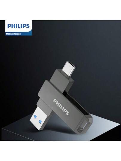 PHILIPS محرك فلاش USB 3.2 نوع C ذو واجهتين سعة تخزين كبيرة وسرعة عالية لاستخدام عام في الهواتف والكمبيوتر