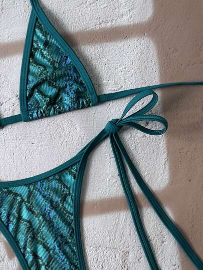 Swim Vcay مجموعة بكيني بباندو مطبوع برسمة عشوائية للأزهار قطعتان: حماله علوية وسفلية مربوطة جانبيًا ،بيكيني سباحة جذاب