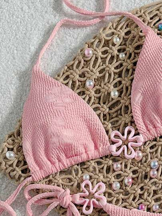 Bikinx طقم بيكيني بقطعتين مزين بالنقوش الورودية الجميلة من القماش المنسوج، مناسب للرحلات الصيفية إلى الجزر والسباحة