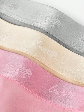 LUVLETTE 3 حزمة ملابس داخلية للنساء مريحة وخفيفة من القطن الأساسي ذات خصر عالي بشعار، سروال بوكسر للنساء، ملابس داخلية مناسبة للارتداء الخارجي، مناسبة أيضًا للمراهقات والفتيات الصغيرات