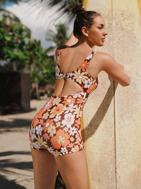 Swim SPRTY بذلة سباحة نسائية عتيقة ذات قطعة واحدة، بتصميم رفع ومخصر وقص عالي الساق وظهر مفتوح، ملابس للشاطئ والتزلج على الأمواج
