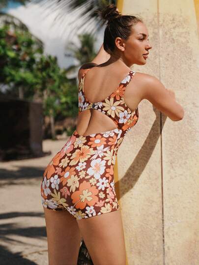 Swim SPRTY بذلة سباحة نسائية عتيقة ذات قطعة واحدة، بتصميم رفع ومخصر وقص عالي الساق وظهر مفتوح، ملابس للشاطئ والتزلج على الأمواج