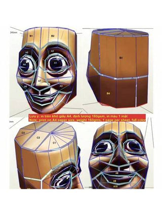 طقم أقنعة نموذج ورقي مصنوع يدويًا، مستوحى من كتاب "شان هاي جينغ" (كلاسيكي للجبال والبحار) من أمريكا مصنوعة من مواد حرفية