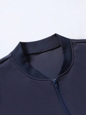 Manfinity Homme سويت شيرت رجالي بسحاب وطبعة علم سويسري وسحاب بأكمام طويلة وسوستة للرجال بسوستات للرجال