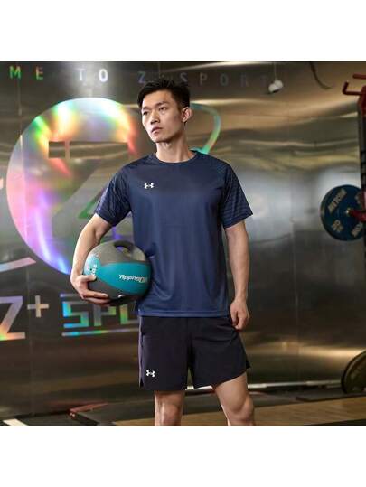 Under Armour بلوزة كاجوال رياضية للرجال والنساء، موديل صيف 2025 جديد للتدريب على كرة القدم والركض واللياقة البدنية، قصيرة الأكمام، قماش تنفس، 24500509-408