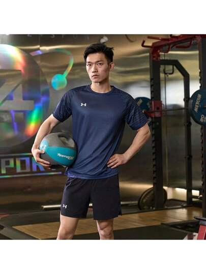 Under Armour بلوزة كاجوال رياضية للرجال والنساء، موديل صيف 2025 جديد للتدريب على كرة القدم والركض واللياقة البدنية، قصيرة الأكمام، قماش تنفس، 24500509-408