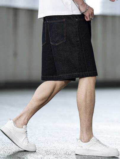 Manfinity Homme شورتات جينز مغسولة كاجوال صيفية للرجال
