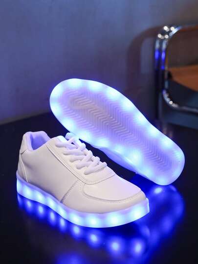 أحذية رياضية كاجوال ذات إضاءة LED من 16 لون قابلة للشحن بمنفذ USB للرجال والنساء والأزواج والطلاب وراقصي الشوارع، تضيء في الظلام ، مناسبة للبالغين ، أحذية مسطحة ، أحذية رياضية بلون أحادي