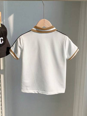 SHEIN قميص بولو كاجوال صيفي مناسب للأولاد، ذو تصميم ملون مريح، مناسب لحفلات عيد الميلاد، والحفلات المسائية، والمناسبات، وحفلات استقبال المولود، وحفلات عيد الميلاد الأول