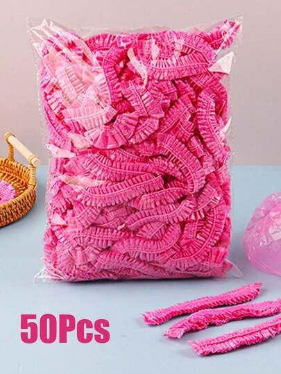 50/100 قطعة غطاء رأس سميك للاستحمام، غطاء شعر نسائي مقاوم للماء للاستخدام في الحمام والمطبخ، غطاء للعناية بالشعر في صالون التجميل، غطاء للعلاج بالزيوت والألوان