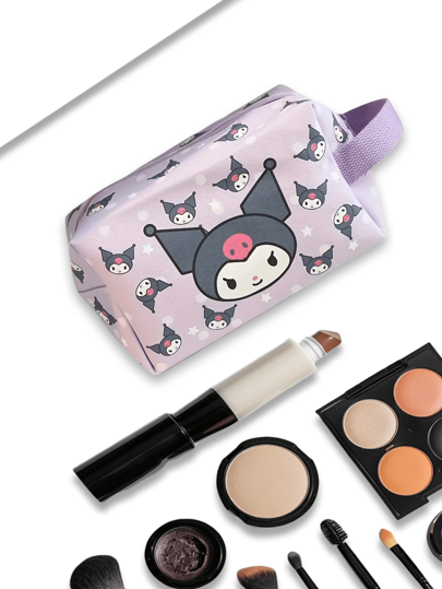 Sanrio حقيبة مستحضرات تجميل جلد اصطناعي بتصميم سانريو هالو كيتي وكورومي وسيناموريل وماي ميلودي وبوشاكو، حقيبة نسيج عريضة القدرة الاستيعابية كبيرة بنمط كرتوني كيروكيرو مناسبة للياقة البدنية والتخييم والسفر والهدايا الحفلات