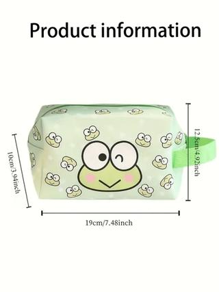 Sanrio حقيبة مستحضرات تجميل جلد اصطناعي بتصميم سانريو هالو كيتي وكورومي وسيناموريل وماي ميلودي وبوشاكو، حقيبة نسيج عريضة القدرة الاستيعابية كبيرة بنمط كرتوني كيروكيرو مناسبة للياقة البدنية والتخييم والسفر والهدايا الحفلات