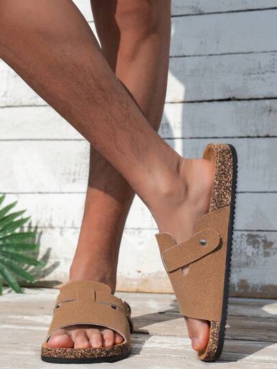 صندل صيفي كاجوال منمق للرجال، صنادل مريحة لا تغطي الكعب، باللون الأسود، مناسبة للاستخدام الداخلي والخارجي وارتداء الشاطئ