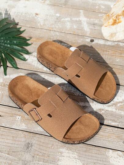 صندل صيفي كاجوال منمق للرجال، صنادل مريحة لا تغطي الكعب، باللون الأسود، مناسبة للاستخدام الداخلي والخارجي وارتداء الشاطئ