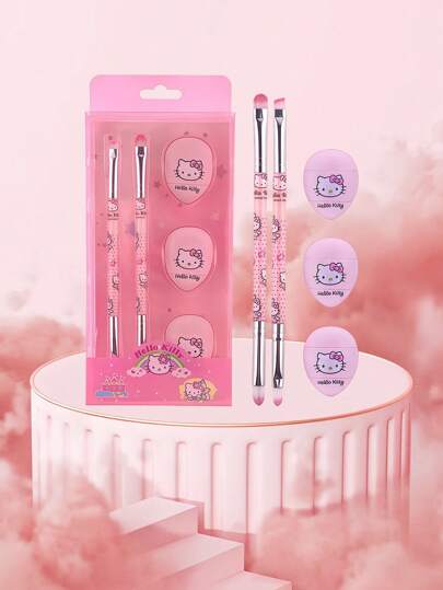 Sanrio قطعة واحدة من فرشاة المكياج متعددة الوظائف بشكل قطة كارتونية Kuromy، فرشاة ظل العين والحواجب والشفاه، خاصة في المساحيق، قابلة للاستخدام جاف ورطب وحمل ملائم