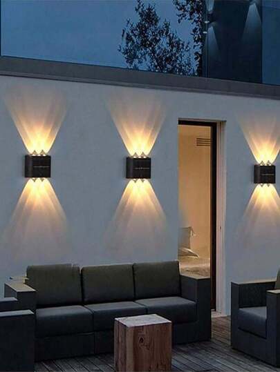 1أو2 حبات مصباح حائط خارجي يعمل بالطاقة الشمسية 6/8/10 مصباح LED ذو ضوء بارد/دافئ، إنارة جو للحديقة والفناء الخارجي والشرفة