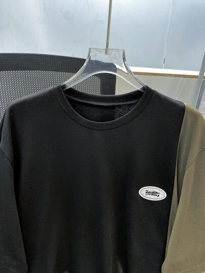 SHEIN قميص كاجوال بأكمام قصيرة للمراهقين ذو رقبة دائرية، من نسيج ملائم للارتداء، مناسب للذهاب إلى المدرسة و للأنشطة اليومية و الإجازات و للرياضة ، للربيع و الصيف