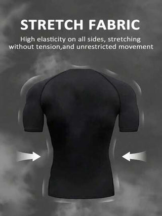 Manfinity Sport Polished قميص رياضي مطبوع عليه حروف برقبة دائرية، كم قصير بطراز رجالي، للتمرين والركض