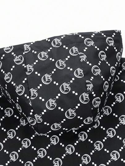 معطف رياح مطبوع بالكامل للرجال، جاكيت بومبر كاجوال ذات قبعة وسحاب للخريف/الربيع للارتداء في الخارج