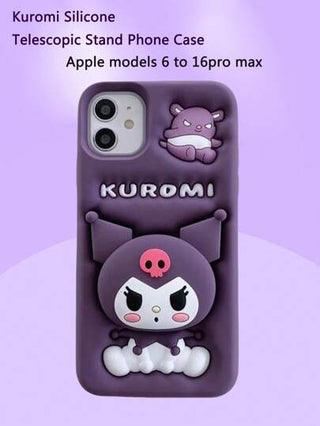Sanrio جديد حافظة هاتف سيليكون كوروني سانريو متوافقة مع آي فون 6-16 برو ماكس - تصميم كرتوني جميل | قشرة ناعمة مضادة للصدمات - متوافقة مع آي فون 13/14/15 | حامل تلسكوبي للطاولة - غطاء واقٍ، طراز كاواييي