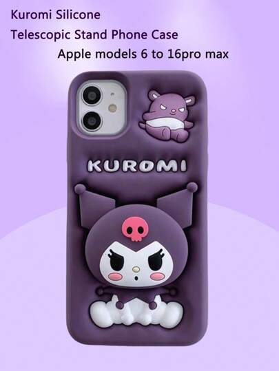 Sanrio جديد حافظة هاتف سيليكون كوروني سانريو متوافقة مع آي فون 6-16 برو ماكس - تصميم كرتوني جميل | قشرة ناعمة مضادة للصدمات - متوافقة مع آي فون 13/14/15 | حامل تلسكوبي للطاولة - غطاء واقٍ، طراز كاواييي