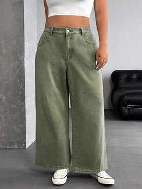 SHEIN ICON جينز بناتي واسع سائب غير مبيض للقياسات الكبيرة