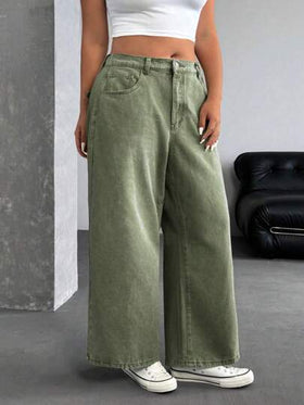 SHEIN ICON جينز بناتي واسع سائب غير مبيض للقياسات الكبيرة