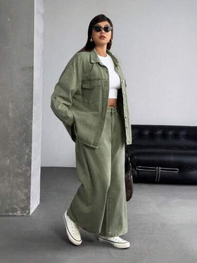 SHEIN ICON جينز بناتي واسع سائب غير مبيض للقياسات الكبيرة