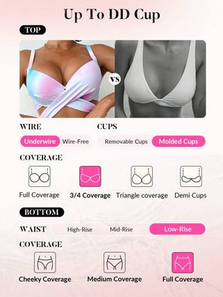 طقم تانكيني حريمي Swim DD+ طقم ملابس سباحة للنساء 3 قطع - ملابس علوية من طراز تانكيني، سروال مثلث، وساري