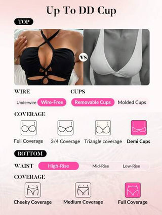 Swim DD+ مجموعة ملابس سباحة نسائية بتصميم جذاب للعطلات والشاطئ