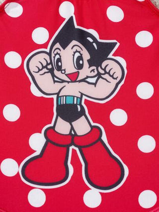 Astro Boy X  بدلة سباحة قطعة واحدة بياقة عميقة للبنات، بطبعات نقط وكرتونية