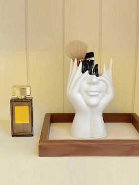 صندوق منظم متعدد الوظائف للمكتب، حامل أقلام، حامل فرش مكياج، مزهرية زهور ديكورية وجهية، تمثال فني منزلي مبتكر، ديكور غرفة، أكياس، حقيبة مكياج، مكياج، سفر، حقيبة مكياج، ضروريات السفر، منظم، تخزين، ضروريات السفر، منظم مكياج، حقائب مكياج، حقيبة أدوات التج...