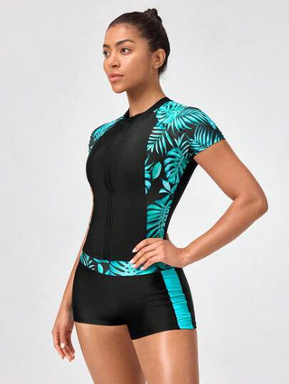 طقم تانكيني حريمي Swim Nautrix مجموعة ملابس سباحة تانكيني للنساء بطبعة نباتات استوائية، 2 قطعة من الأعلى والأسفل