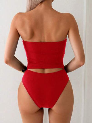طقم تانكيني حريمي Swim Lushoire ملابس السباحة شانتيكيني بتصميم أنيق رشيق مناسب وقطعة واحدة بلون أحادي، صيفية