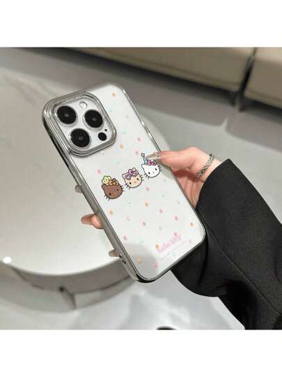 Sanrio قطعة واحدة واقي هاتف ذكي طراز كيتي الكيوت الكارتوني من سانريو، بتصميم أنيق ومقاوم للصدمات، متوافق مع أجهزة آيفون 16/15/14/13/12/11/7/8 و برو و برو ماكس