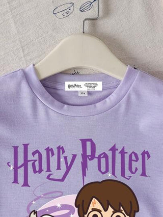 تيشيرتات بناتي HARRY POTTER X  قميص تيشيرت بأكمام قصيرة مطبوع عليه رسوم كرتونية وأحرف، مناسب للفتيات المراهقات أثناء الصيف