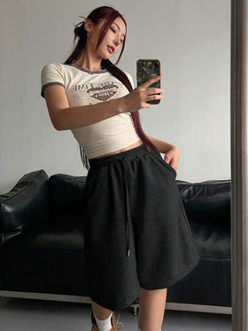 DAZY شورت كاجوال فضفاض للنساء مع خصر قابل للسحب