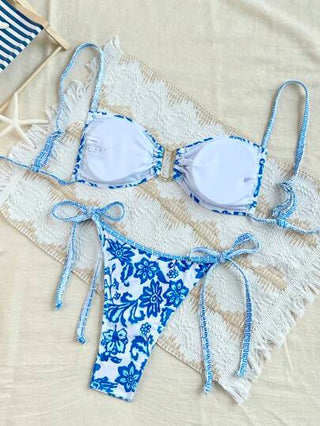 Swim Vcay طقم بكيني نسائي مثير بطبعة زهور مع إبزيم معدني للظهر لحفلات الشاطئ والعطلات
