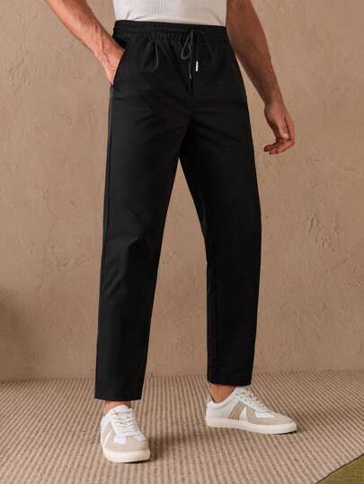 ملابس رجالي HIMLAND بنطلون موحدة اللون رباط خصر للرجال