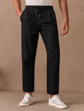 ملابس رجالي HIMLAND بنطلون موحدة اللون رباط خصر للرجال