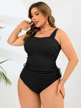 Swim Lushoire بيكيني ذو ملابس علوية وسروال قصير مزرر قابل للتعديل بمقاسات كبيرة, لون عادي, ملابس علوية وسراويل سباحة للبالغين بأسلوب عادي, 2 قطعة
