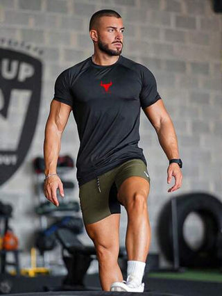 Manfinity Sport PWRUP تي شيرت رجالي رياضي مريح بأكمام قصيرة، تي شيرت رياضي مضغوط، قميص كرة سلة، تي شيرت رجالي مطبوع عليه I Love My Boyfriend، ملابس رياضية للرجال، تي شيرتات وقمصان رياضية للجري